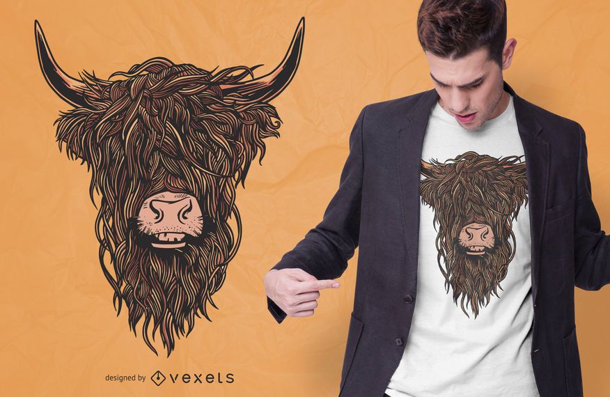 Highland Cow Colorful T-shirt Design Highland Cow Colorful T-shirt Design