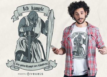 Desenho de camiseta com citação alemã Knight