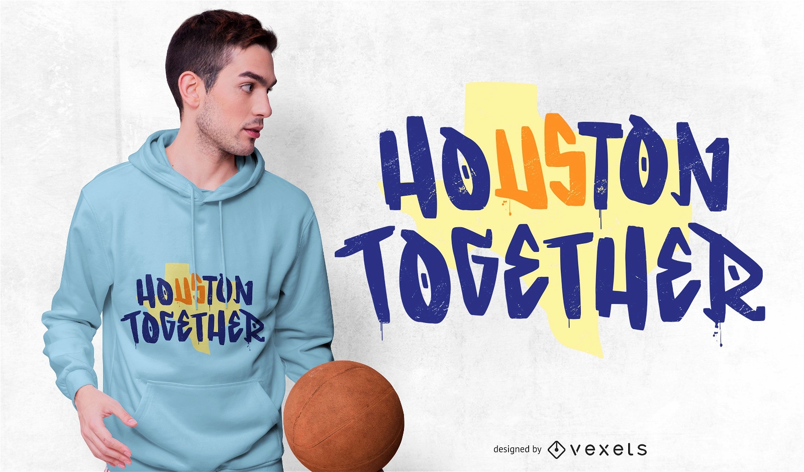 Diseño de camiseta Houston Together Lettering