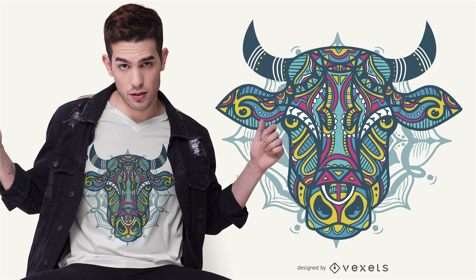 Design de camisetas Mandala Bull