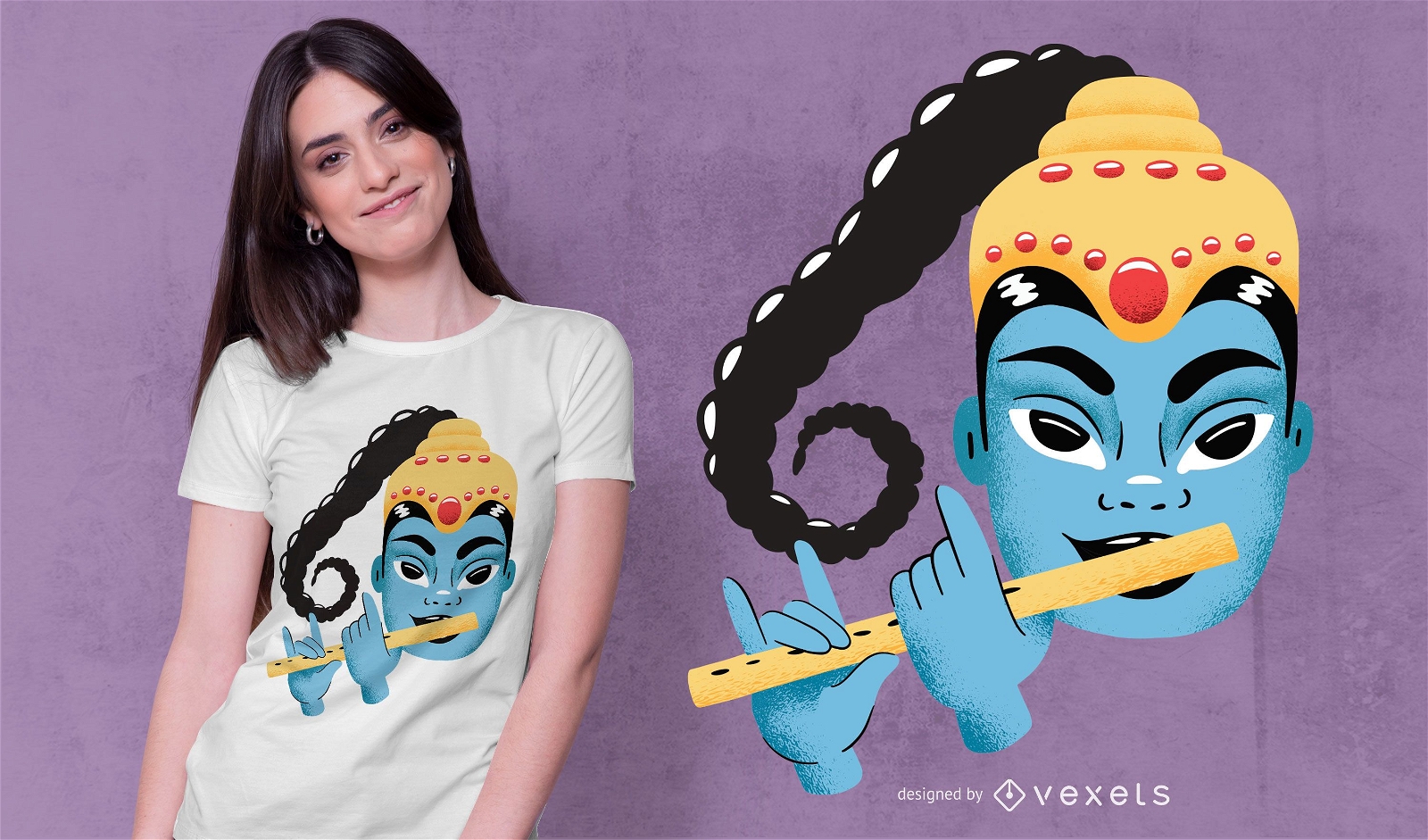Design de camiseta com ilustração fofa de Krishna