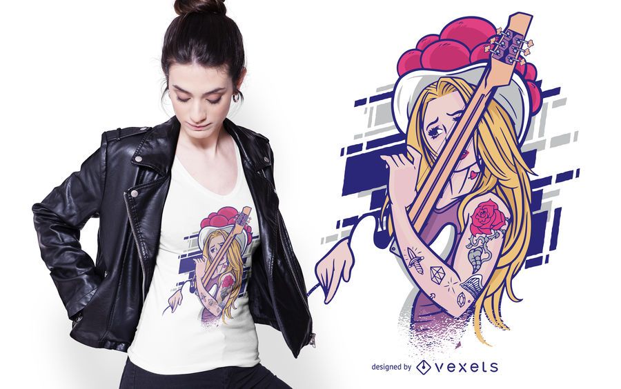 Rock and Roll Girl T-shirt Design Rock and Roll Girl T-shirt Design
