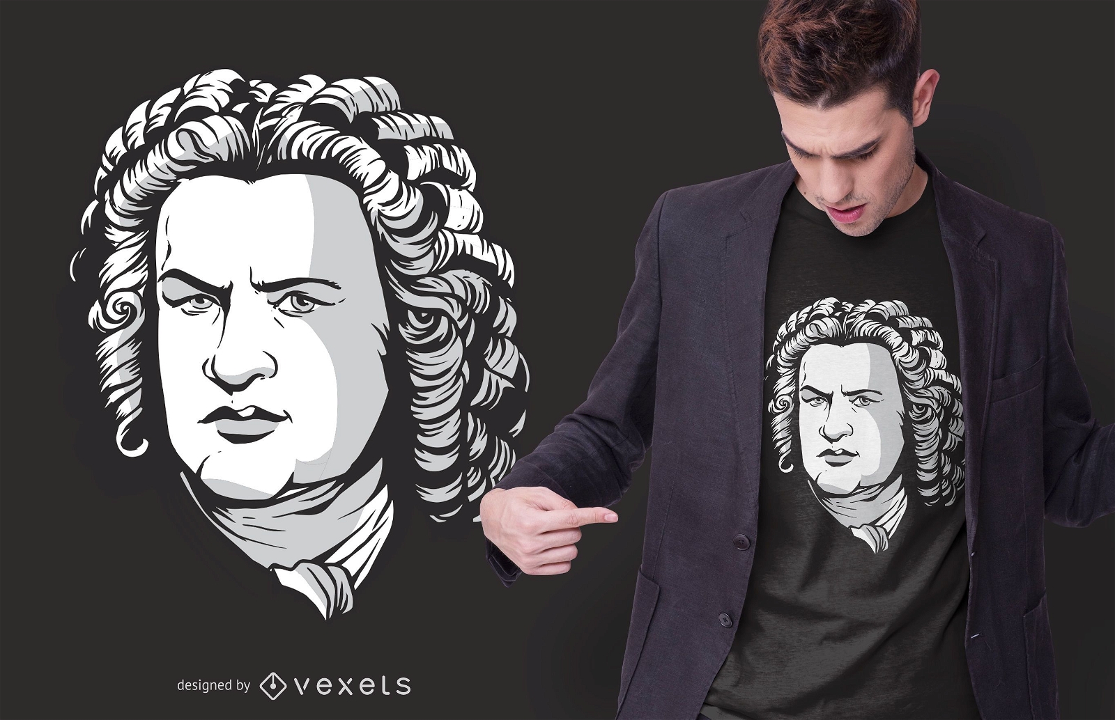 Dise?o de camiseta de retrato de Bach