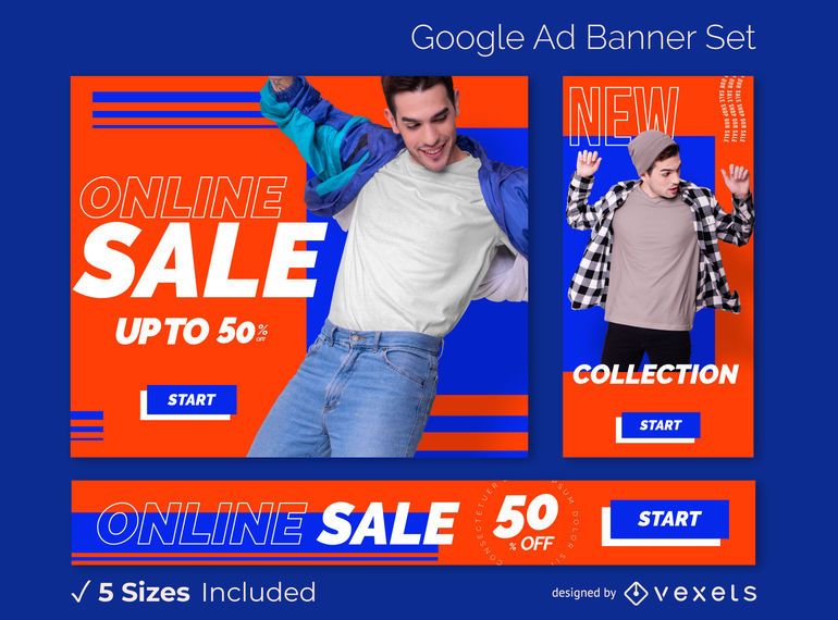 Conjunto de banner de anuncios de venta de tienda en línea Conjunto de banner de anuncios de venta de tienda en línea