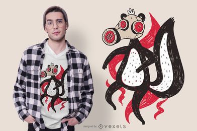 Design de camiseta com ilustração de máscara de gás Skunk