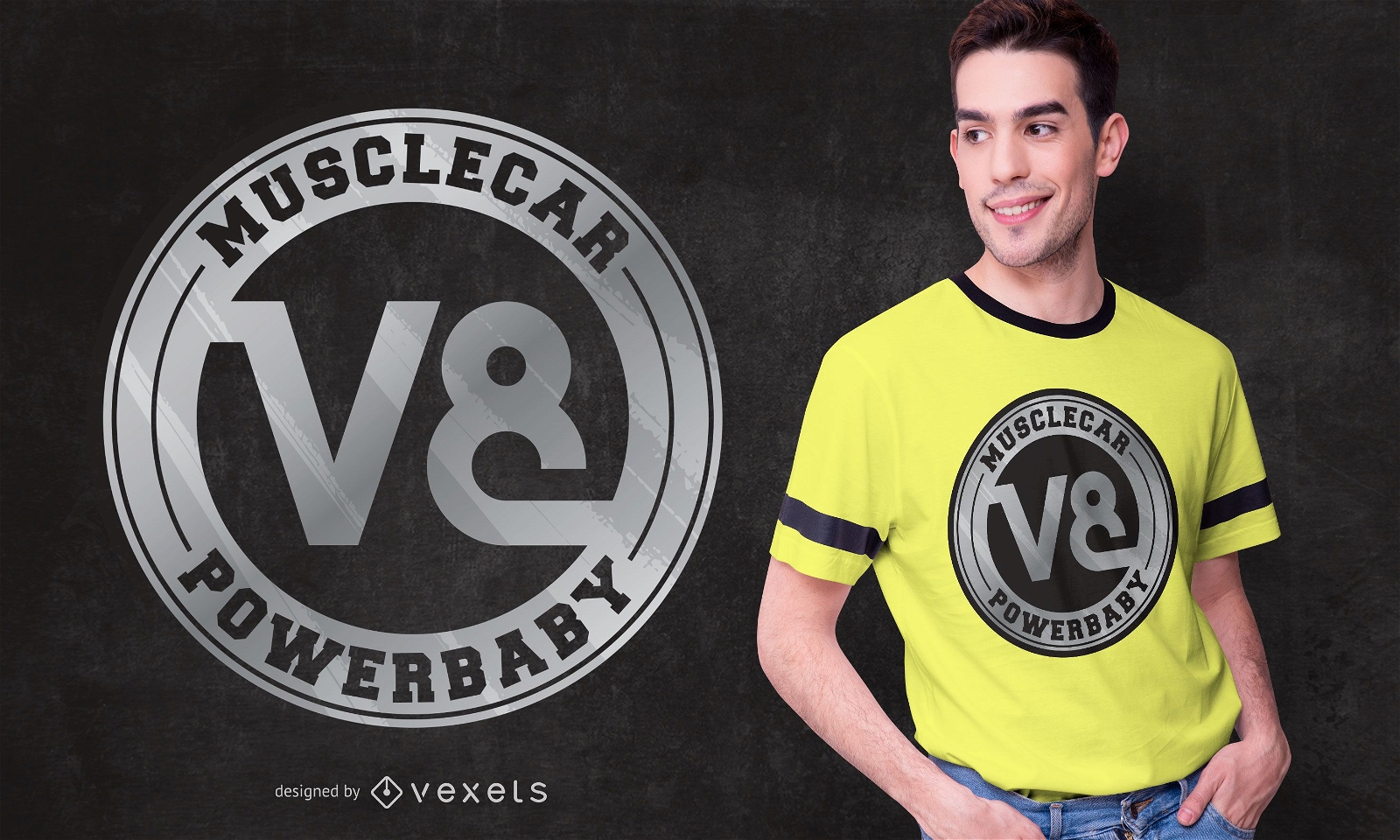 Muscle Car V8 T-Shirt Design