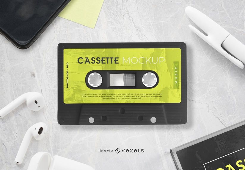 Download Cassette Tape Mockup Design - PSD Mockup download PSD Mockup Templates