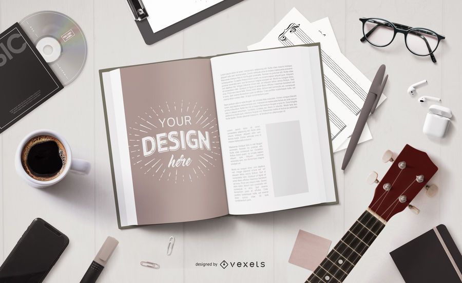 Download Music Elements Book Page Mockup - PSD Mockup Download