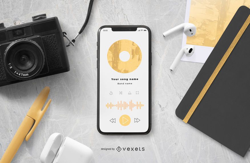 Smartphone Screen Music Mockup Smartphone Screen Music Mockup