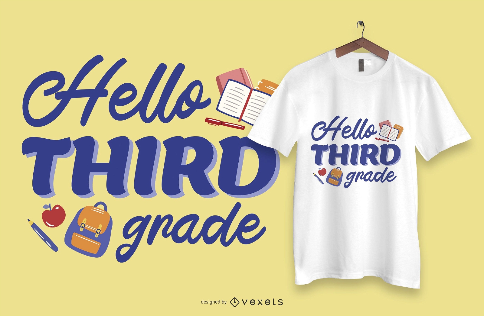 Hallo Text T-Shirt Design der dritten Klasse