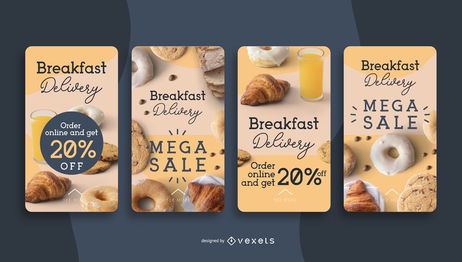 Historias de redes sociales de entrega de desayuno Historias de redes sociales de entrega de desayuno