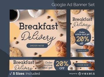 Conjunto de banner de anúncio de entrega de café da manhã