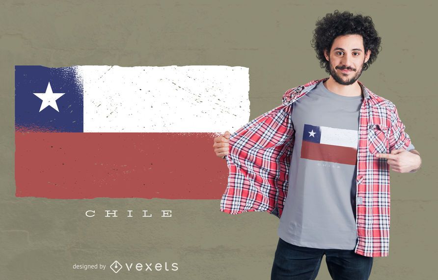 Design de t-shirt de bandeira do Grunge do Chile Design de t-shirt de bandeira do Grunge do Chile