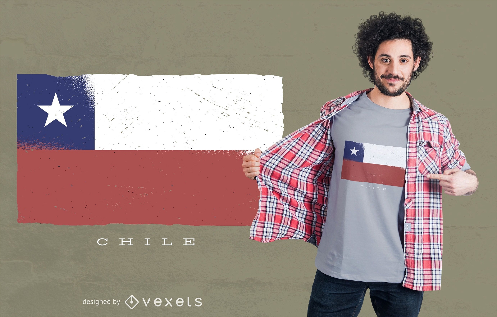 Design de camisetas da bandeira grunge do Chile