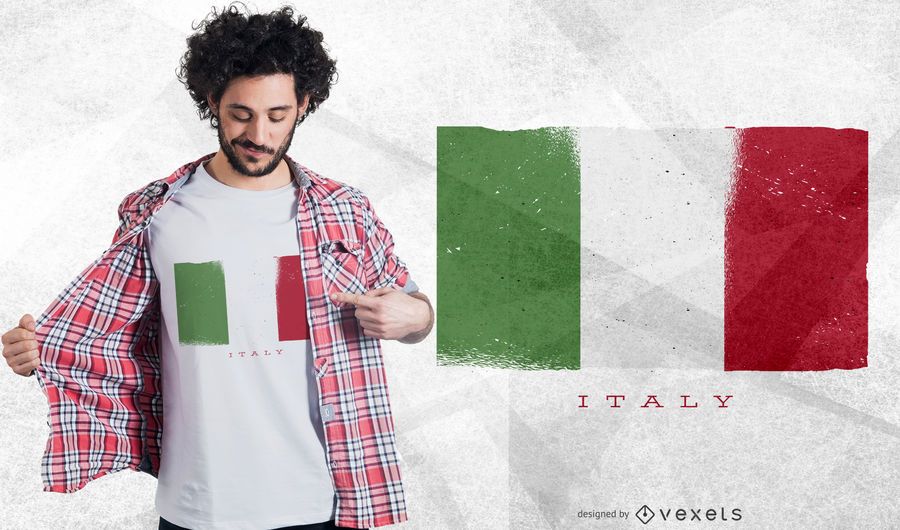 Design de camisetas da bandeira italiana do grunge Design de camisetas da bandeira italiana do grunge