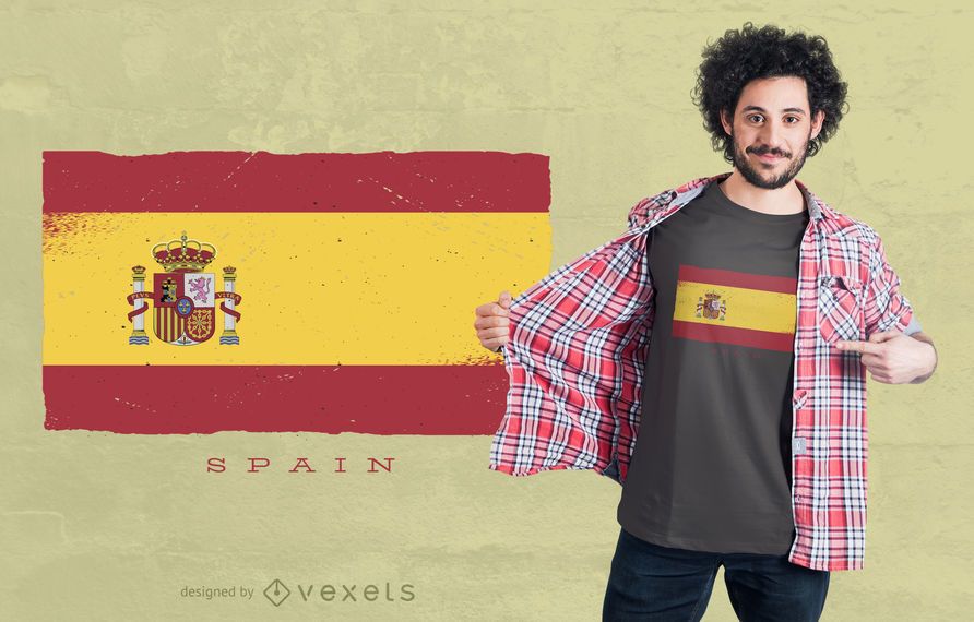 Diseño de camiseta de bandera de España Grunge Diseño de camiseta de bandera de España Grunge