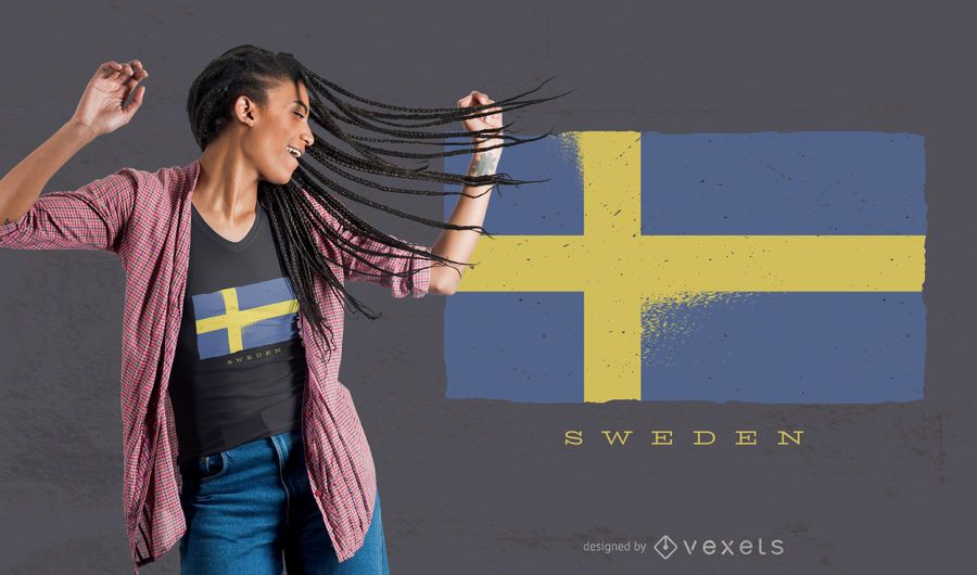 Diseño de camiseta de bandera de Suecia Grunge Diseño de camiseta de bandera de Suecia Grunge