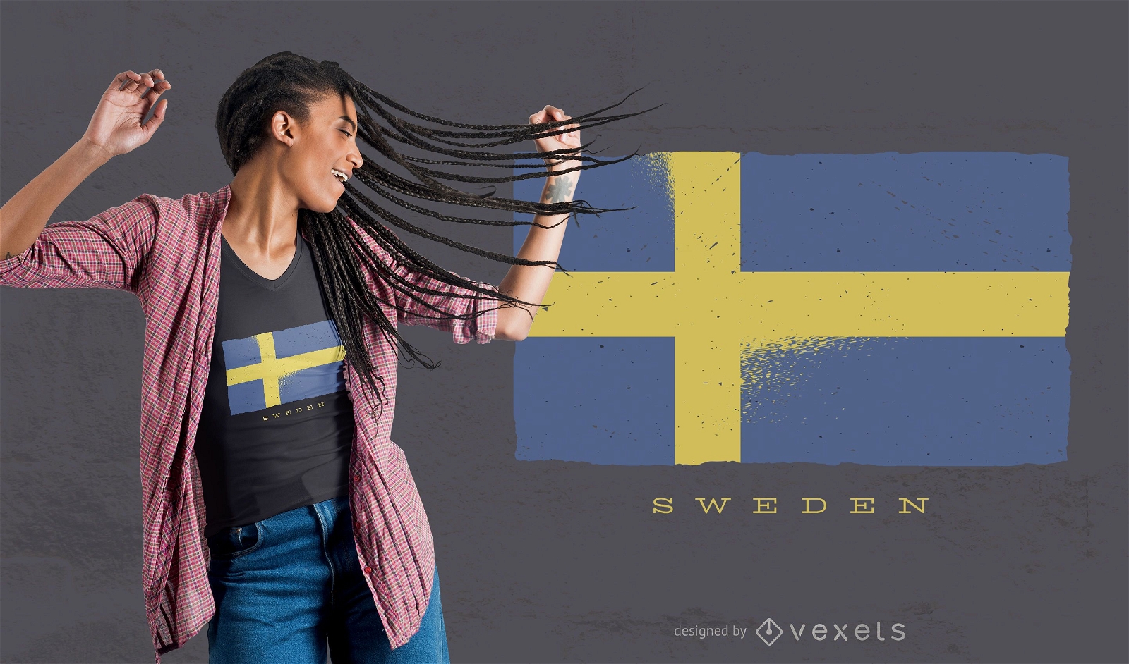 Diseño de camiseta de bandera de Suecia Grunge