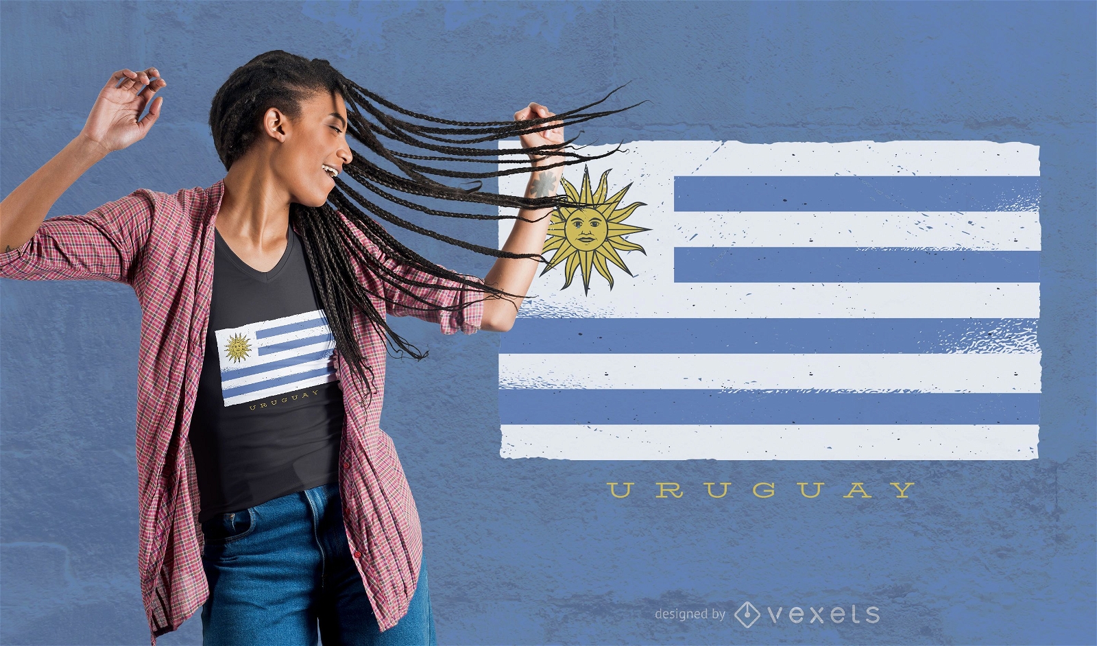 Design de camisetas da bandeira grunge do Uruguai