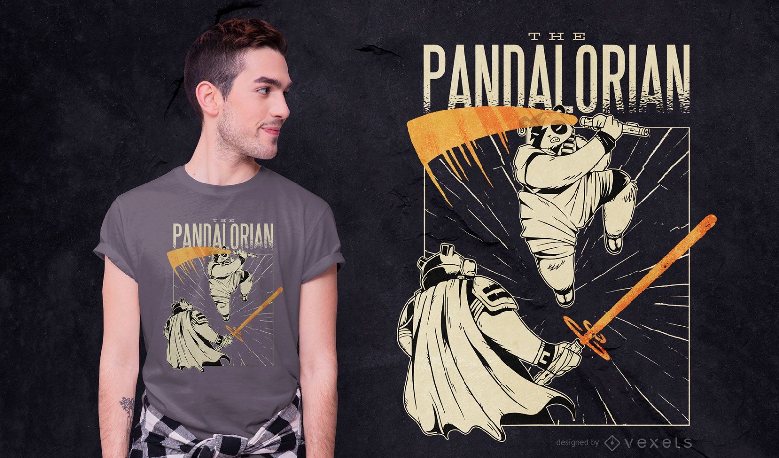 Design de camisetas da par?dia do espadachim Panda