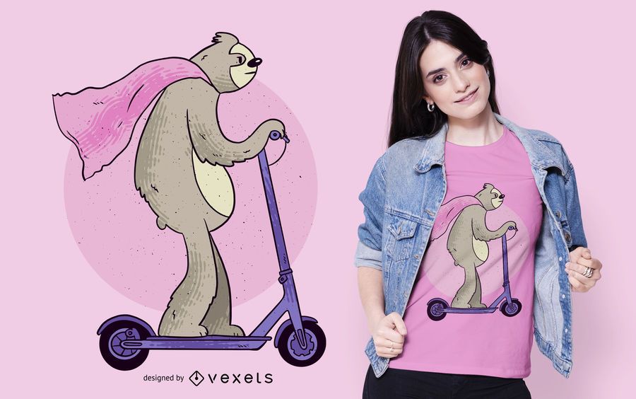 Design de t-shirt de preguiça de scooter Design de t-shirt de preguiça de scooter