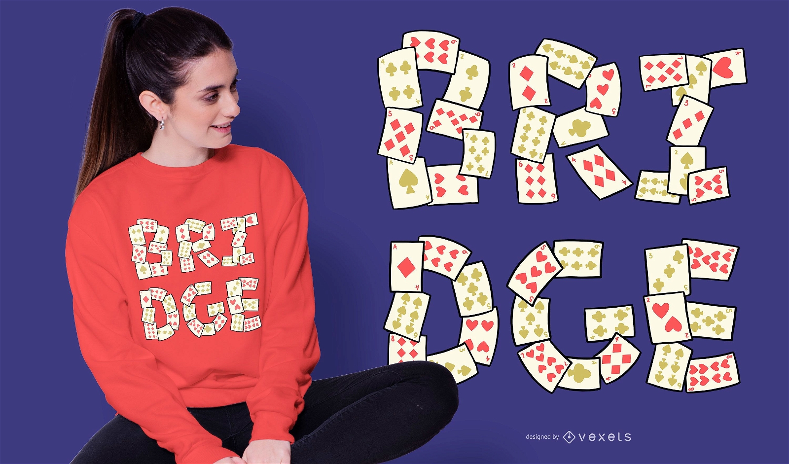 Diseño de camiseta Bridge Card Lettering