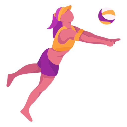 Flat volleyball player PNG Design