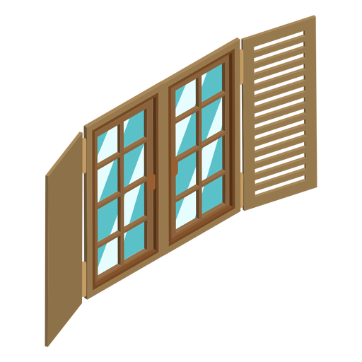 Isometric window with shutters