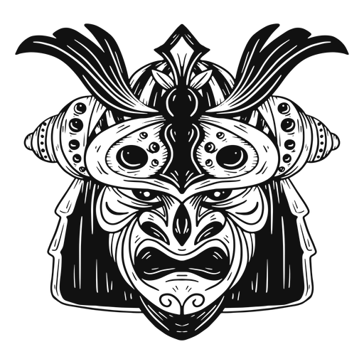 M?scara de Kabuto en blanco y negro Diseño PNG