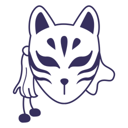 Traço de máscara Kitsune Desenho PNG