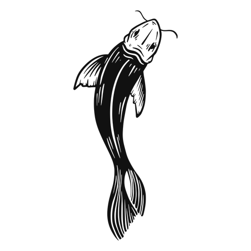 Koi Fisch schwarz und weiß PNG-Design