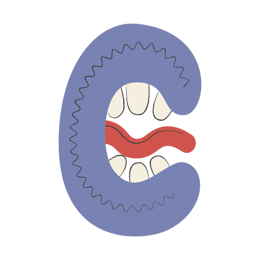 Letter c with mouth PNG Design