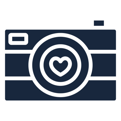 Ícone de câmera azul de amor Desenho PNG