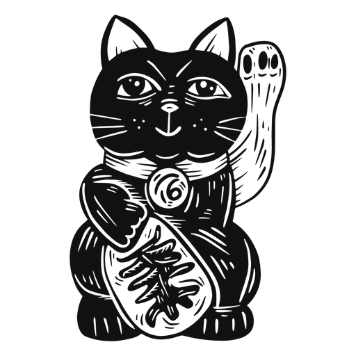 Maneki neko black and white - Transparent PNG & SVG vector file