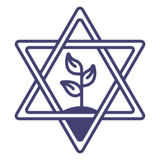 Star of David with plant stroke PNG Design