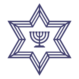 Stroke star of david with menorah PNG Design