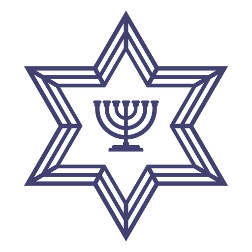 Stroke star of david with menorah - Transparent PNG & SVG vector file