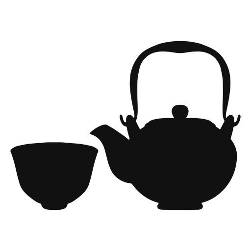 Teapot and cup silhouette PNG Design