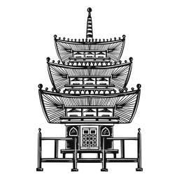 Templo en blanco y negro Diseño PNG