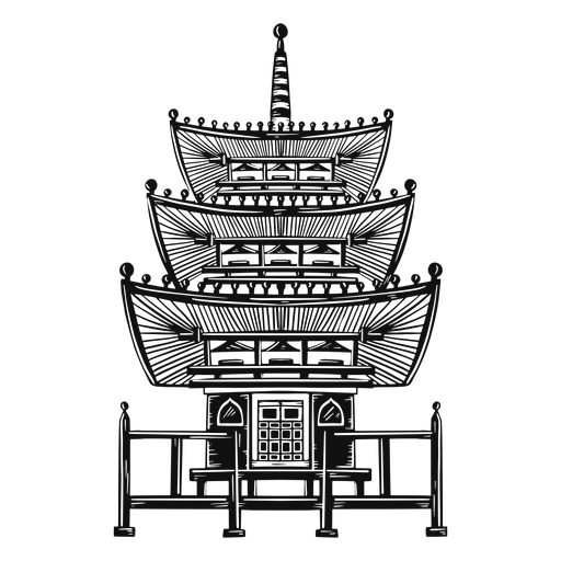 Templo preto e branco Desenho PNG