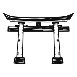 Torii en blanco y negro Diseño PNG