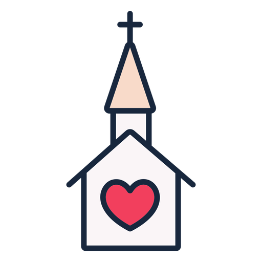 Icono de trazo de iglesia de boda Diseño PNG