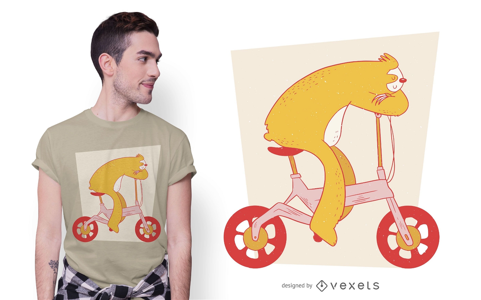 Sloth E bike T shirt Design Vector Download