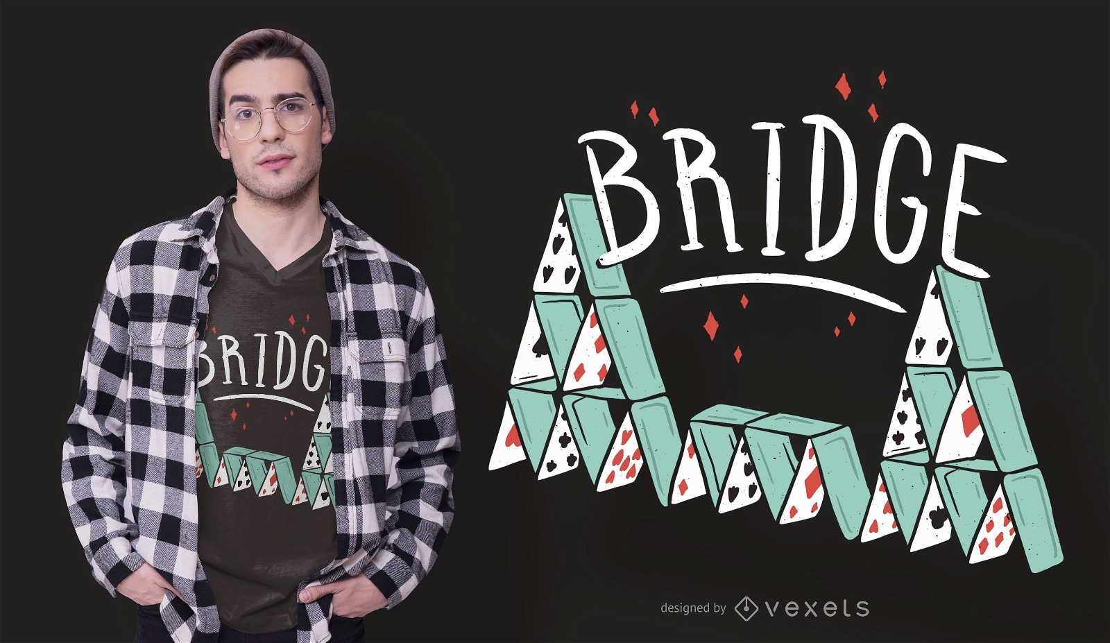 Diseño de camiseta Bridge Cards Text