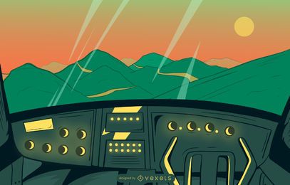Cockpit View Landscape Illustration