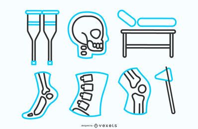 Paquete de iconos de línea de fisioterapia