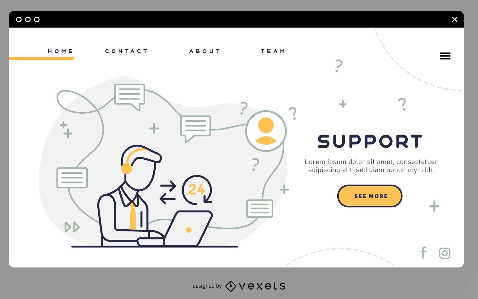 Support landing page template
