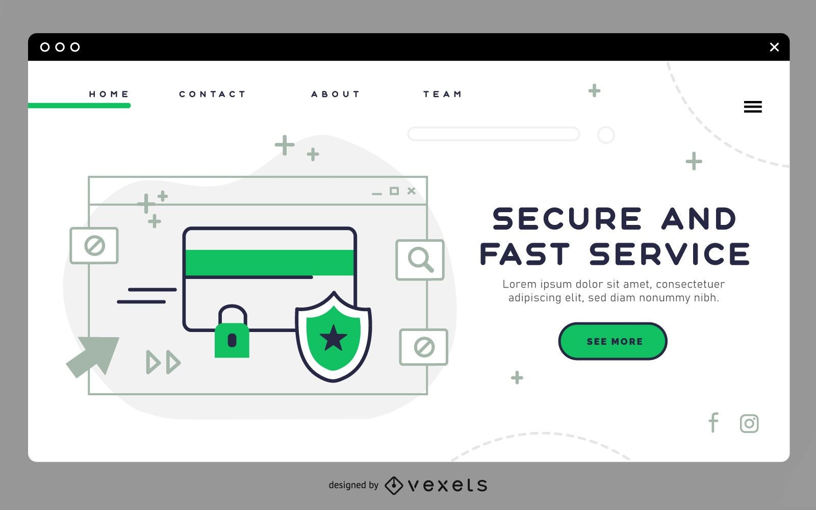 Secure service landing page template