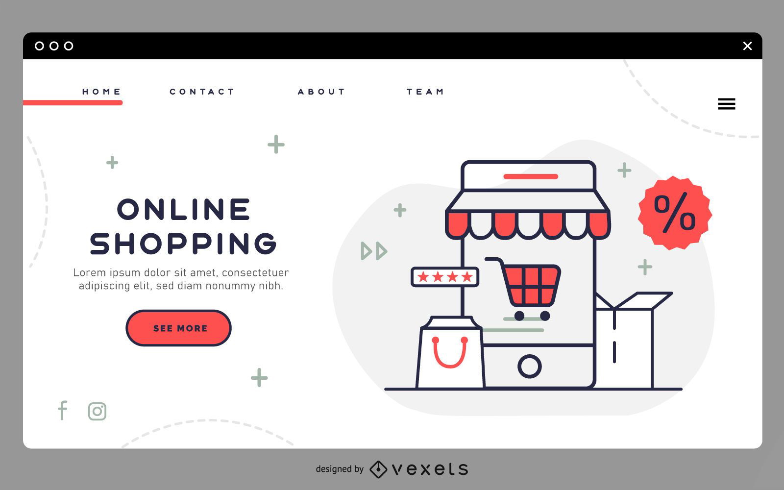 Online shopping landing page template