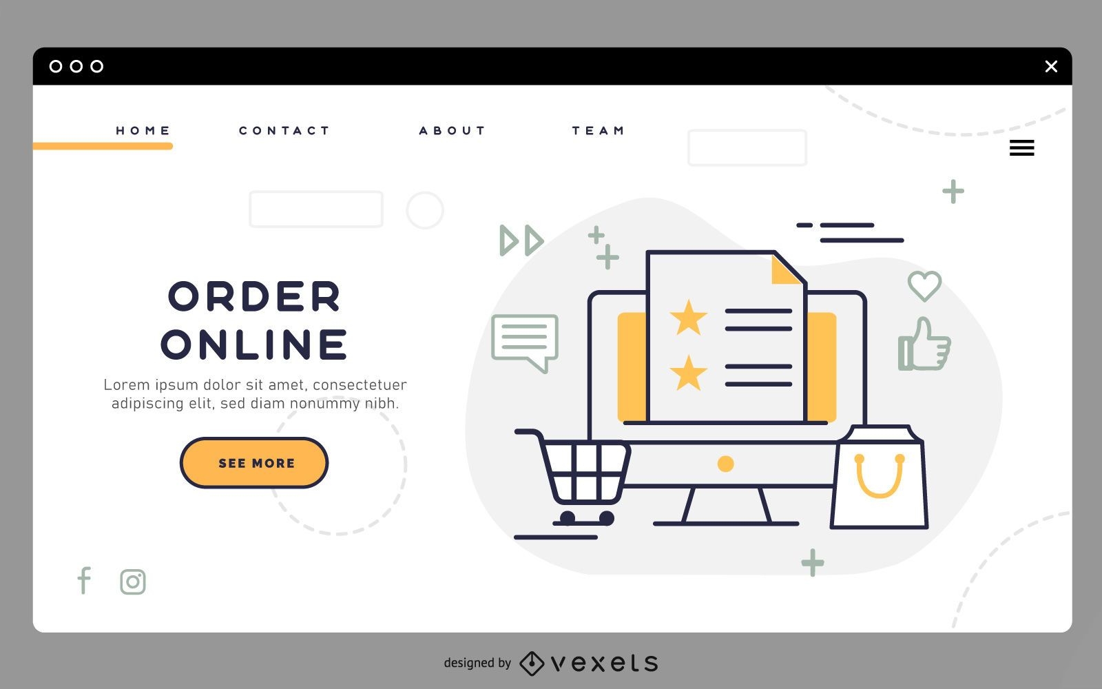 Order online landing page template